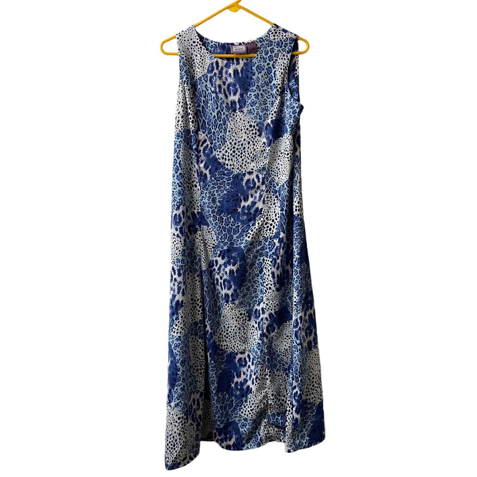 Premier International Sleeveless Sheath Maxi Dress Womens Large 14-16 Blue